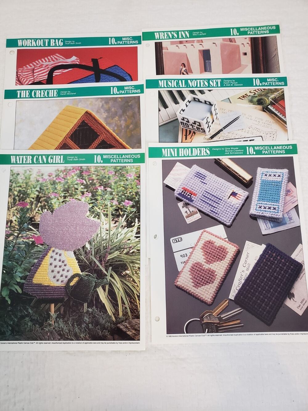 VTG 1993 Annie's Attic Plastic Canvas Pattern Miscellaneous Patterns Lot of 6